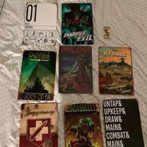 Wall display vintage style tins 9.5x7 in 8 styles Elden Ring, portal, MTG, COD+